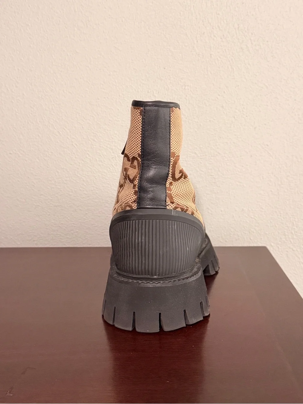 Gucci GG Canvas Combat Boots - Tan/Brown with COA